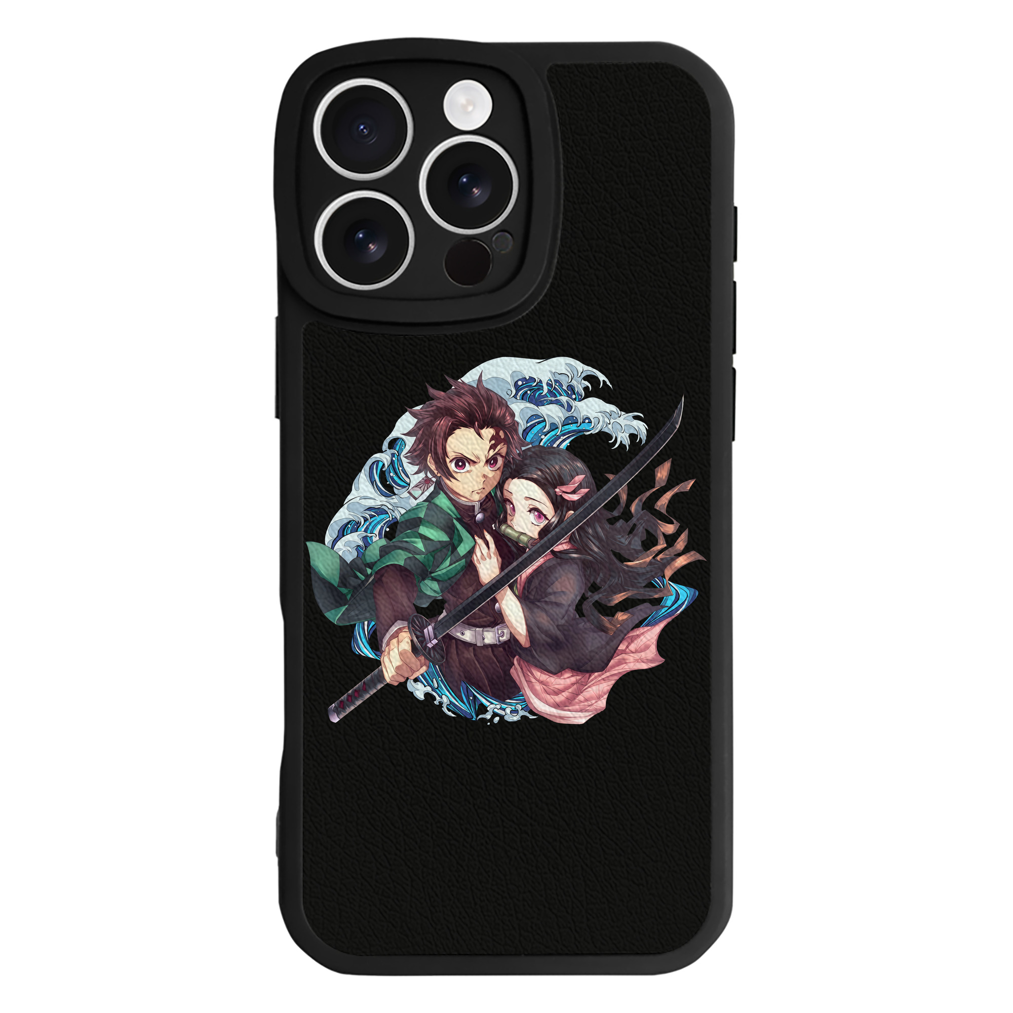 （画像用） 鬼滅の刃（きめつのやいば）竈門 禰󠄀豆子／かまど ねずこ Kamado Nezuko 【iPhone 16シリーズ対応】シリコンスマホケース（レザー調） 材質：シリコン